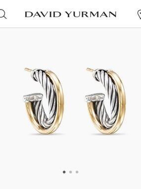David Yurman Two-Tone Twisted Cable Hoop Earrings in Gold and Silver